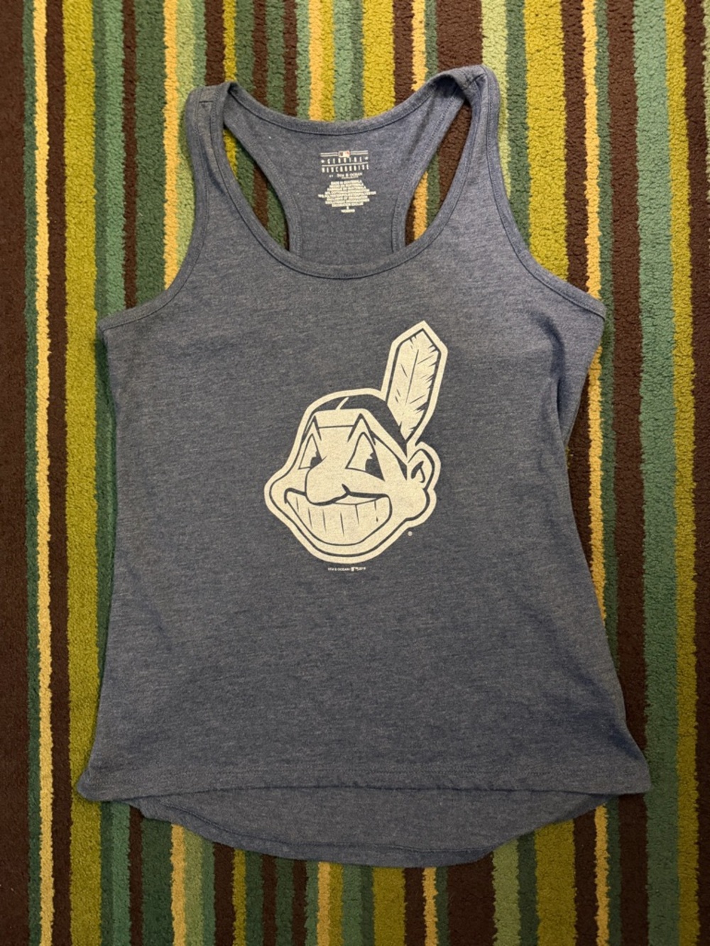 Cleveland Indians 5th & Ocean Navy Blue Racerback Tank with White Print
